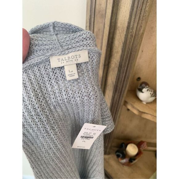 Talbots 100% Cotton Crochet Knit Sleeveless Fall Sweater Vest Gray NWT - Picture 4 of 7